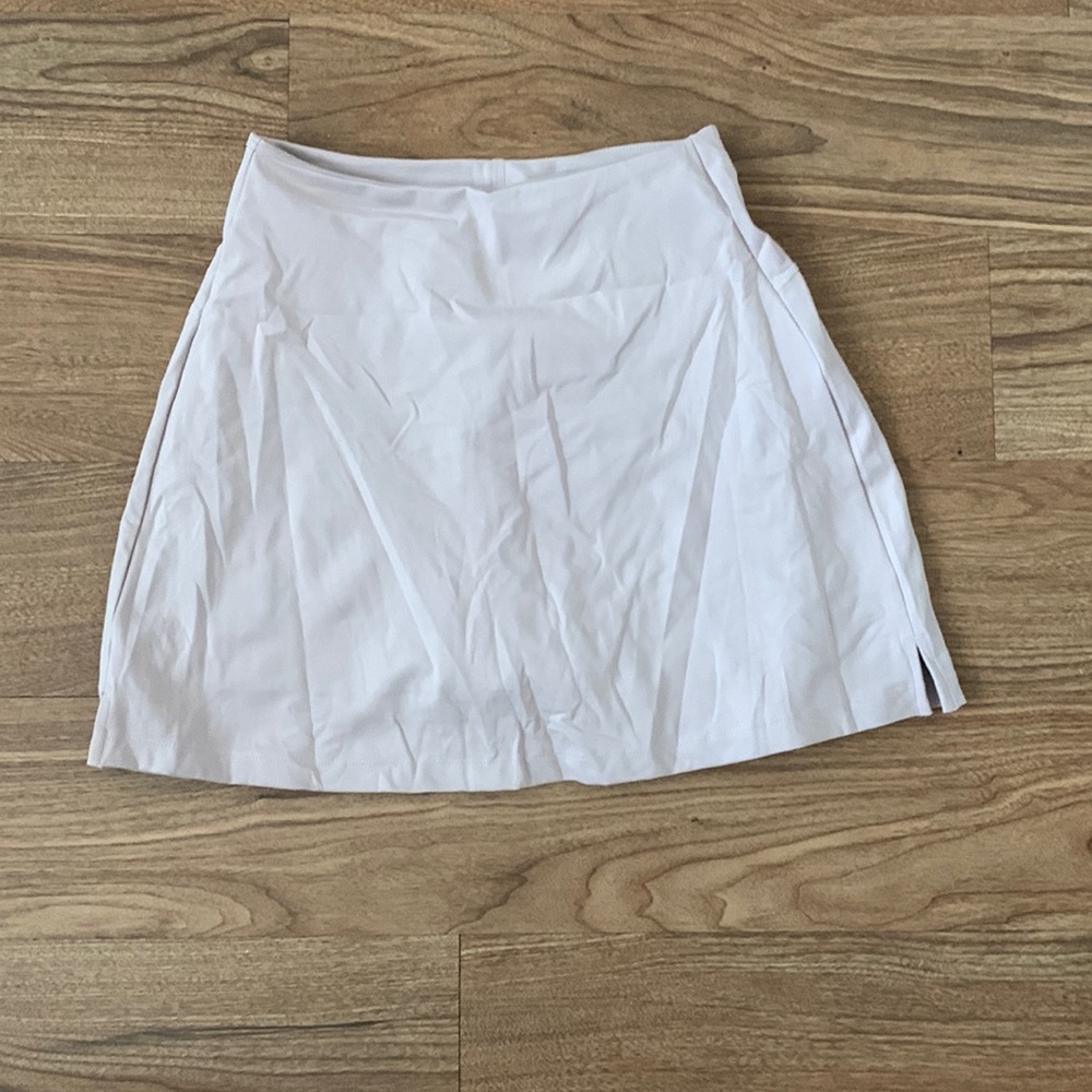 girlfriend collective white pleated athletic skirt